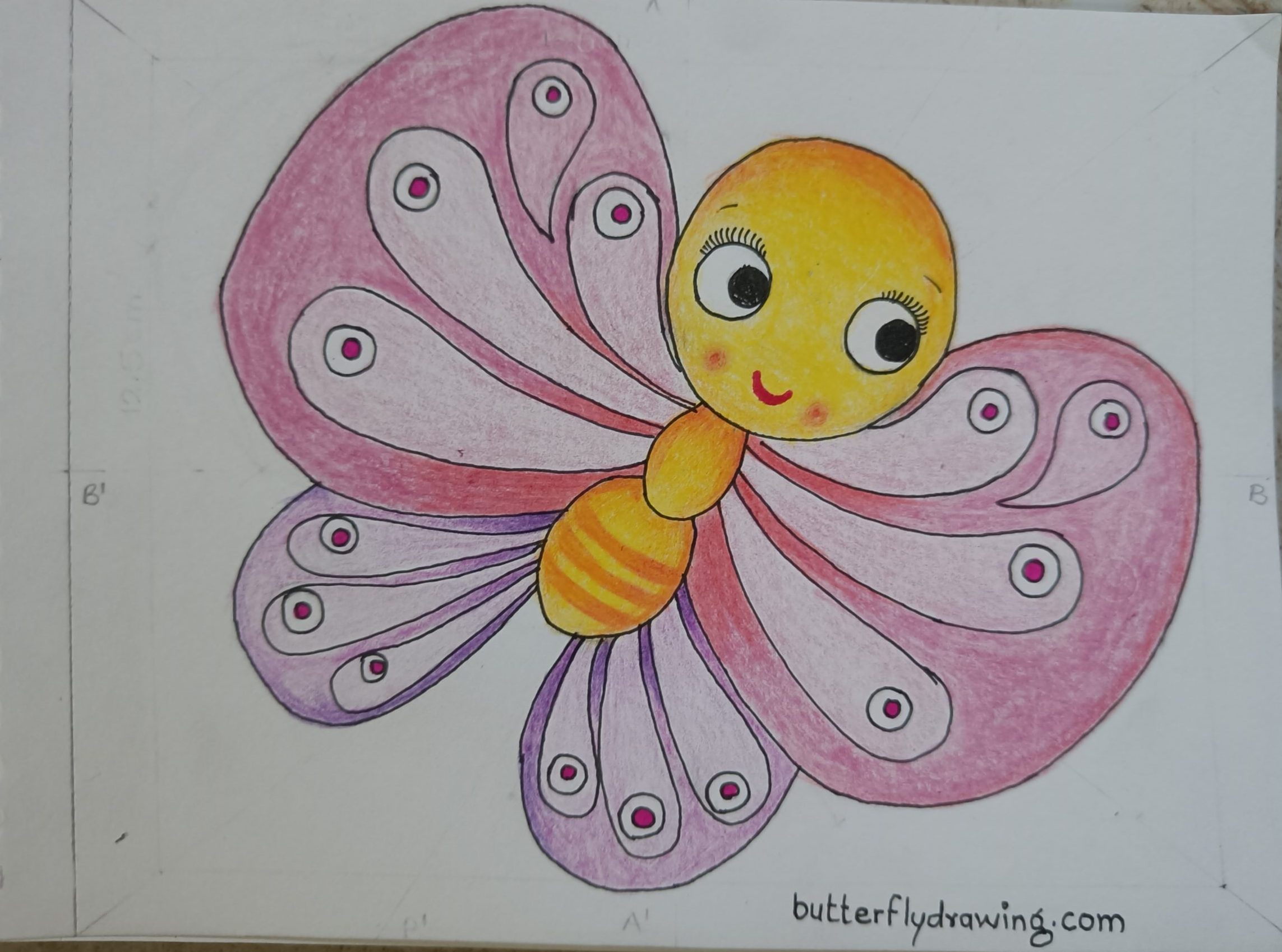 cartoon butterfly drawing for kids
