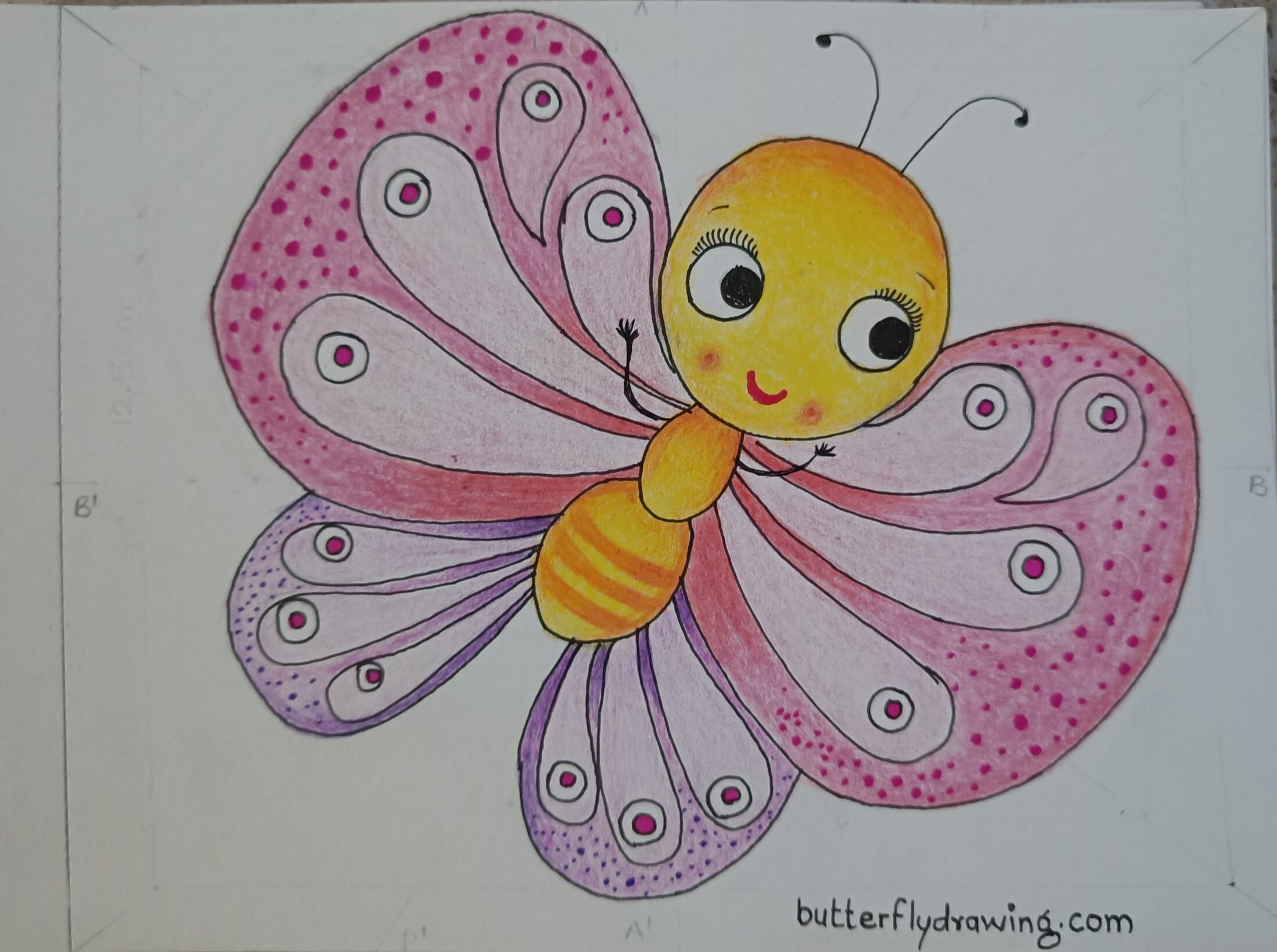 cute colourful cartoon butterfly drawing