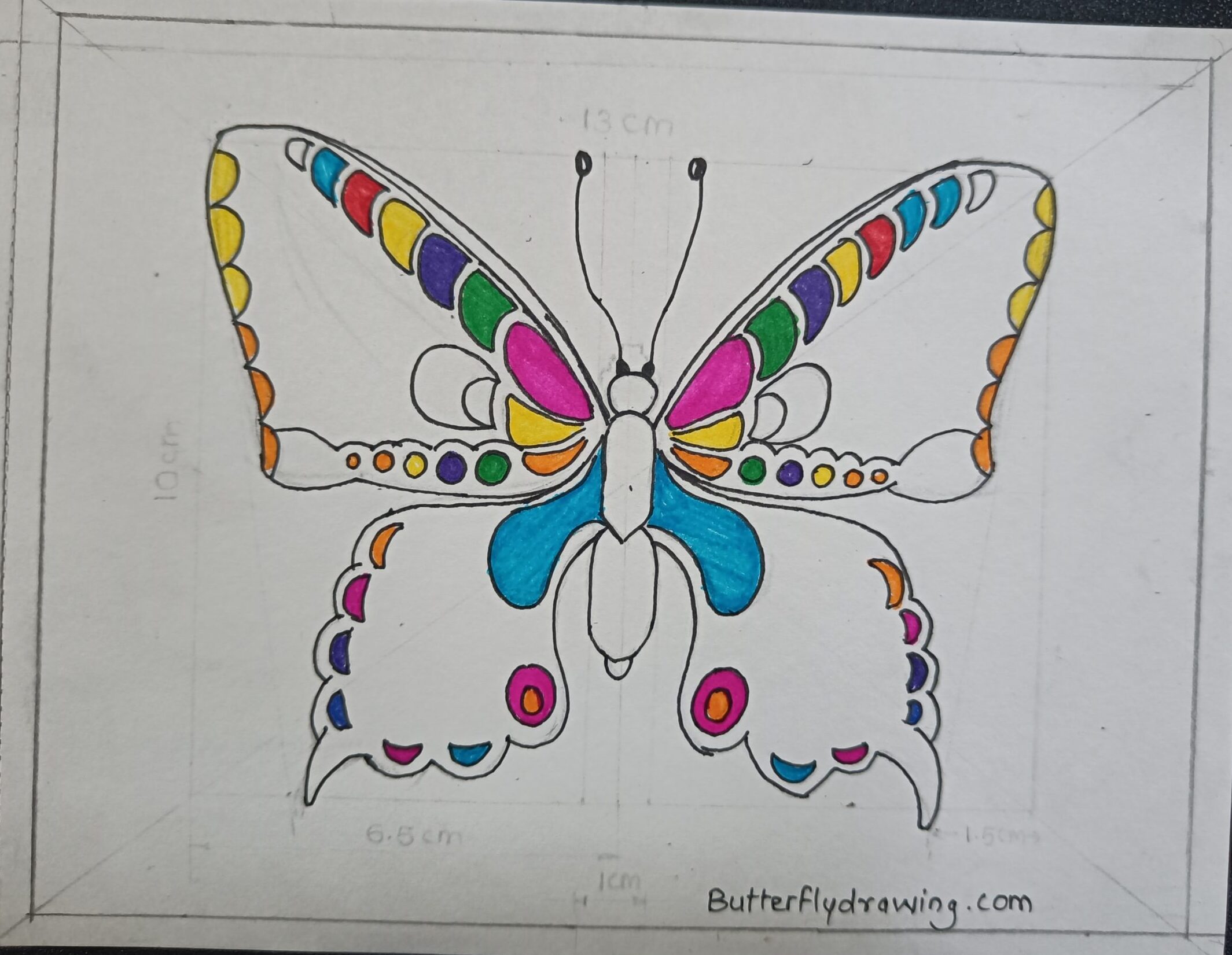 Draw Colourful Butterfly Drawing