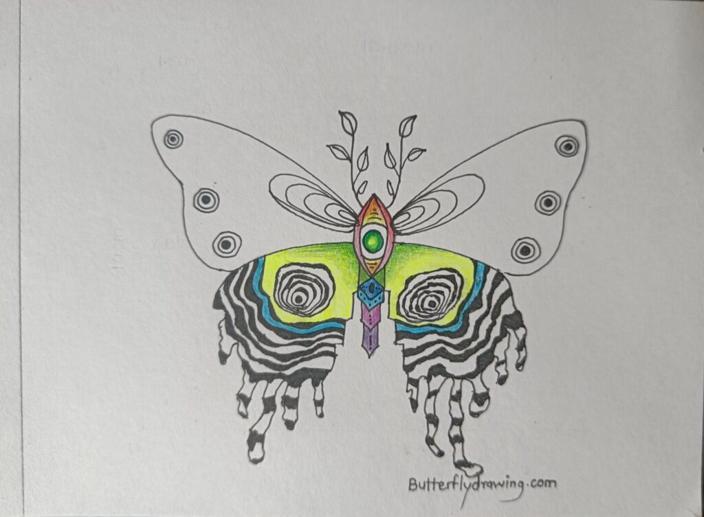 Trippy Butterfly Drawing