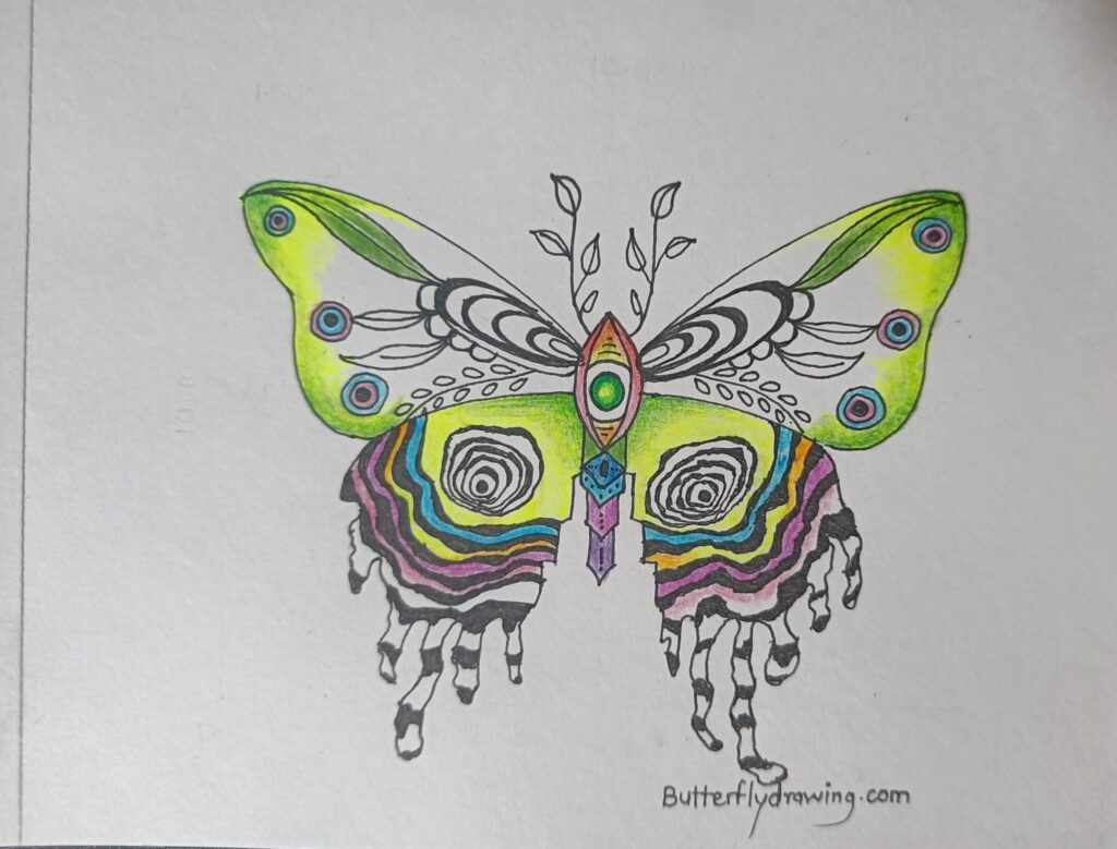 Trippy Butterfly Drawing