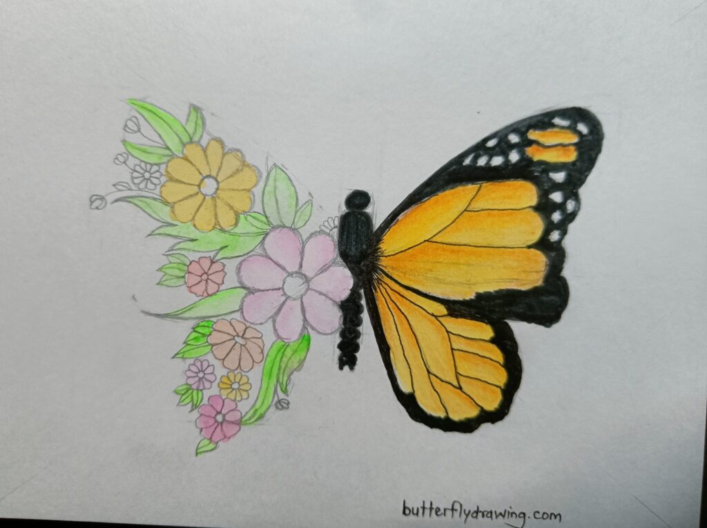 Half Butterfly Half Flower tattoo