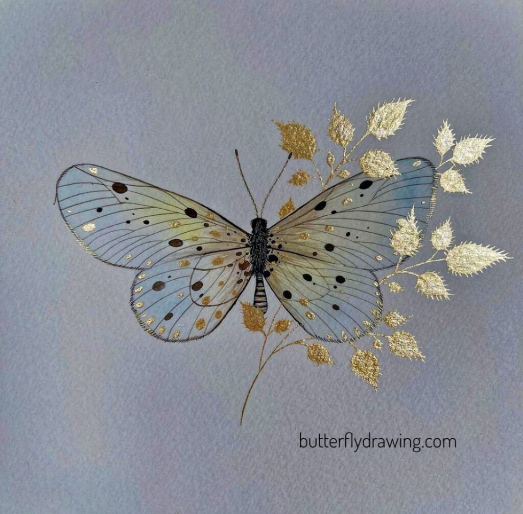 Metallic butterfly drawing